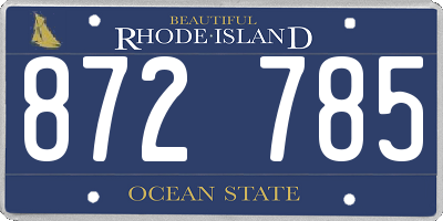 RI license plate 872785