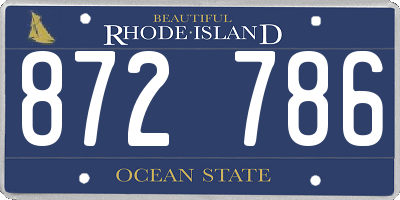 RI license plate 872786