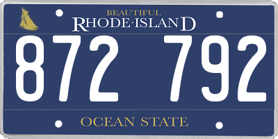 RI license plate 872792