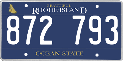 RI license plate 872793