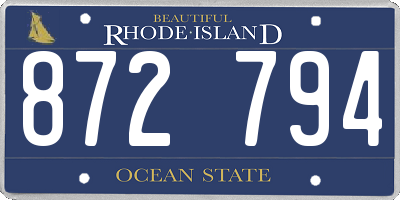 RI license plate 872794