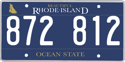 RI license plate 872812