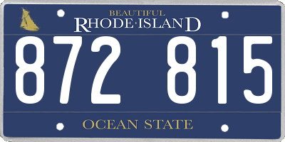 RI license plate 872815