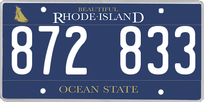 RI license plate 872833