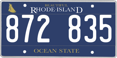 RI license plate 872835