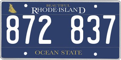 RI license plate 872837