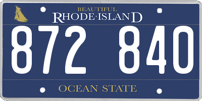 RI license plate 872840
