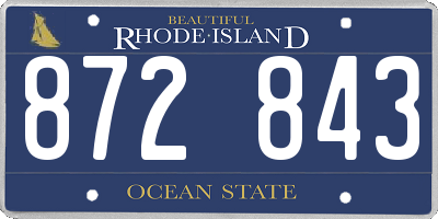 RI license plate 872843