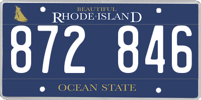 RI license plate 872846