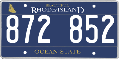 RI license plate 872852