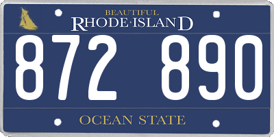 RI license plate 872890