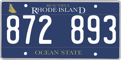 RI license plate 872893