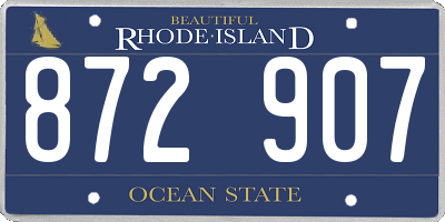 RI license plate 872907