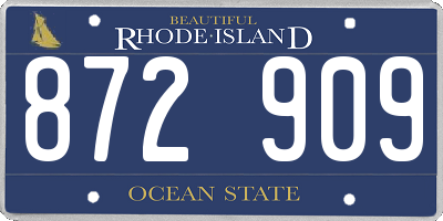 RI license plate 872909