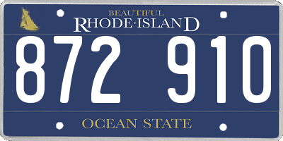 RI license plate 872910