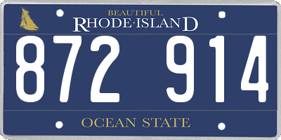 RI license plate 872914