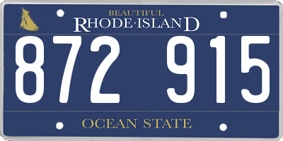 RI license plate 872915
