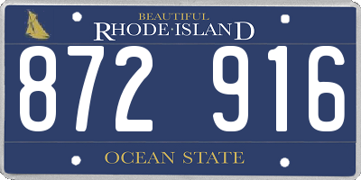 RI license plate 872916