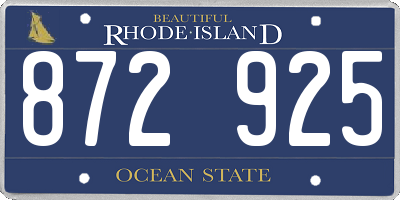 RI license plate 872925