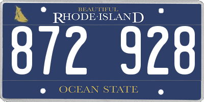 RI license plate 872928