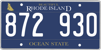 RI license plate 872930