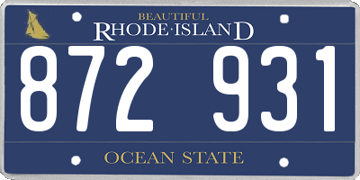 RI license plate 872931