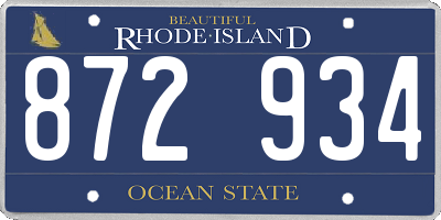 RI license plate 872934