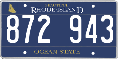 RI license plate 872943