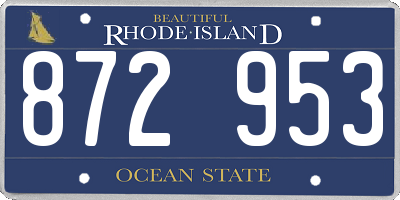 RI license plate 872953