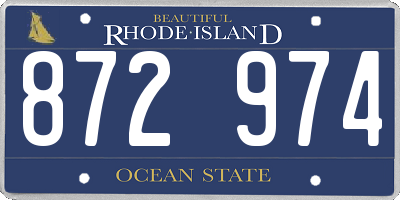 RI license plate 872974