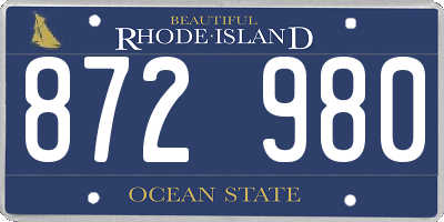 RI license plate 872980