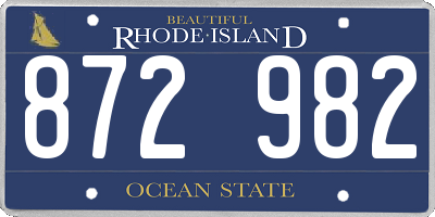 RI license plate 872982