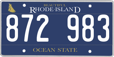 RI license plate 872983