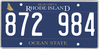 RI license plate 872984