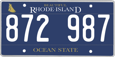 RI license plate 872987