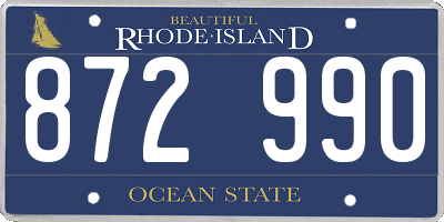 RI license plate 872990