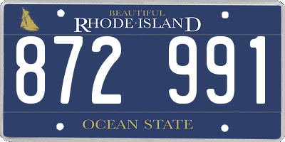 RI license plate 872991