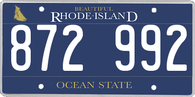 RI license plate 872992