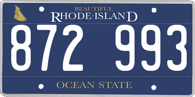 RI license plate 872993