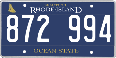 RI license plate 872994
