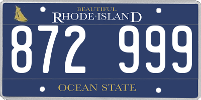 RI license plate 872999
