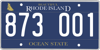 RI license plate 873001