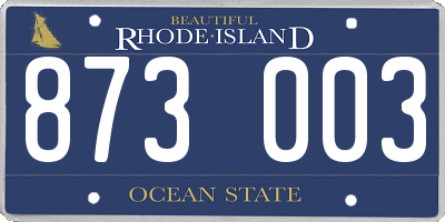 RI license plate 873003