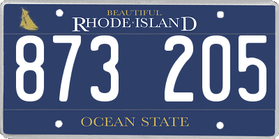 RI license plate 873205