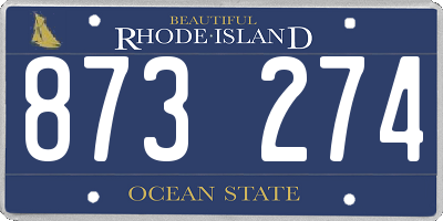 RI license plate 873274