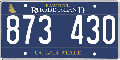 RI license plate 873430