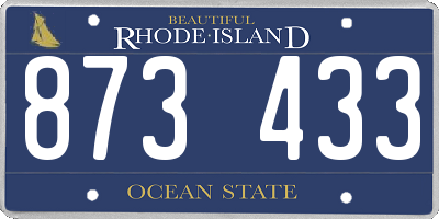 RI license plate 873433