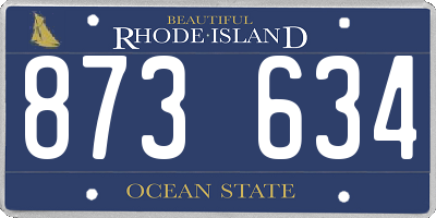 RI license plate 873634