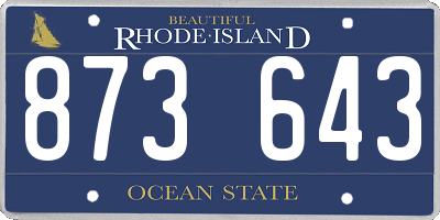 RI license plate 873643