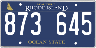 RI license plate 873645
